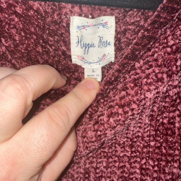 Hippie Rose Maroon Chenille Sweater - Picture 2 of 3